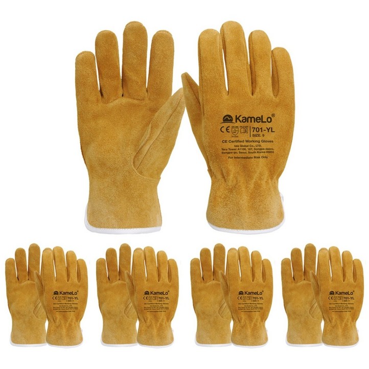 카멜로 KameLo 가죽장갑 캠핑 불멍 바베큐 장갑 화로대 701YL 5세트, 단일 색상, 5개