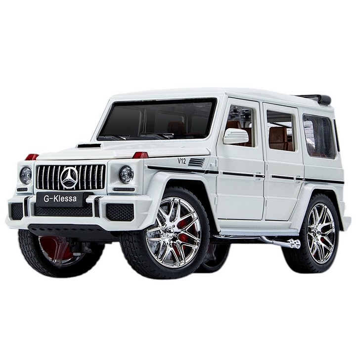 다이캐스트 124 벤츠 지바겐 AMG G63 모델 합금 풀백 자동차 모형, 1개, 화이트