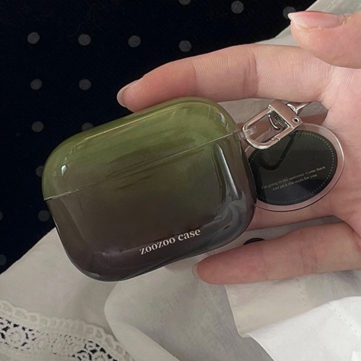 키링포함 심플 다크그린 그라데이션 에어팟케이스 심플 시크 데일리 커플 1세대 2세대 3세대 프로2 4세대 우정 감성