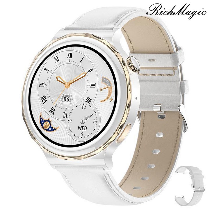 RichMagic HK43 1.36인치 여성 패션 스마트워치 블루투스통화 무선충전 GPS NFC IP68방수 스포츠워치 43mm