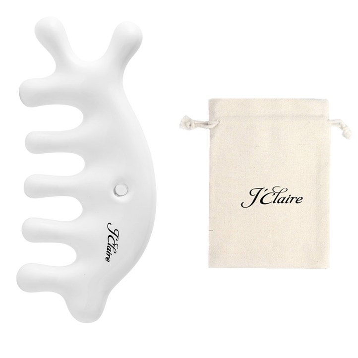 제이끌레르 올인원 세라믹 두피 괄사 마사지기, 화이트, 1개