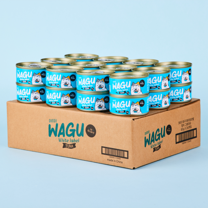 3651 와구 고양이 간식캔, 24개, 85g, 화이트라벨 참치 3651 와구 고양이 간식캔, 24개, 85g, 화이트라벨 참치