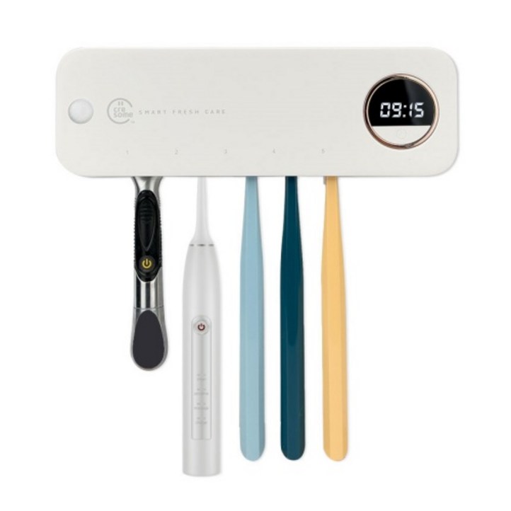 크리썸 가정용 휴대용 무선 UV USB 충전식 벽걸이 건조기 칫솔살균기, CREA001, 화이트