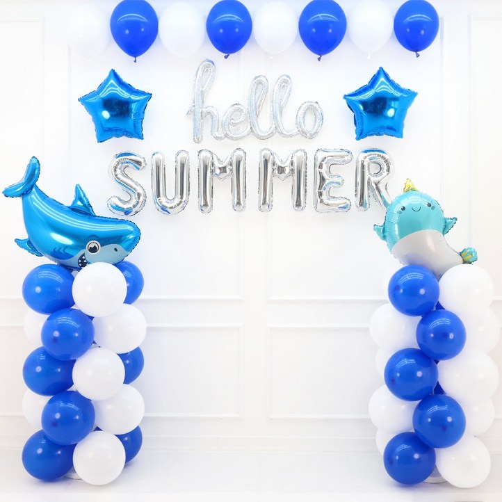 파티짱 여름 SUMMER 풍선 세트 파티 이벤트, 1개, hello SUMMER 여름풍선기둥세트마린블루