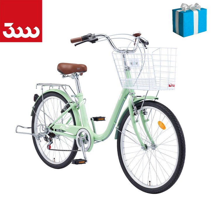 삼천리자전거 베스트샵 삼천리 2025 24 선데이 7단 클래식 시티형 여성용 바구니 자전거 100 완조립  사은품 증정
