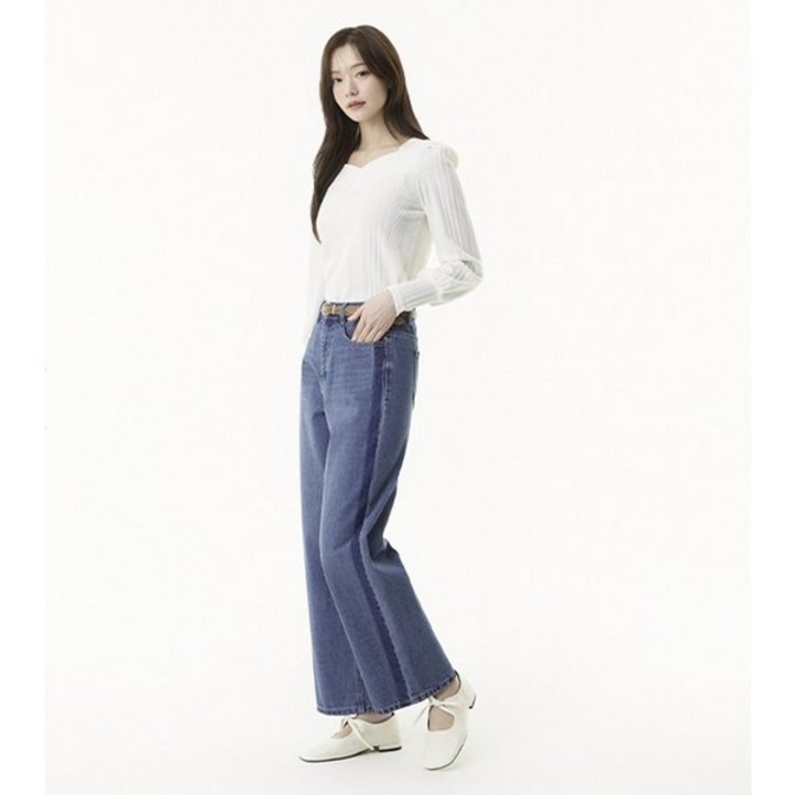 플라스틱아일랜드 와끼배색 루즈핏 데님 팬츠PR2DP382