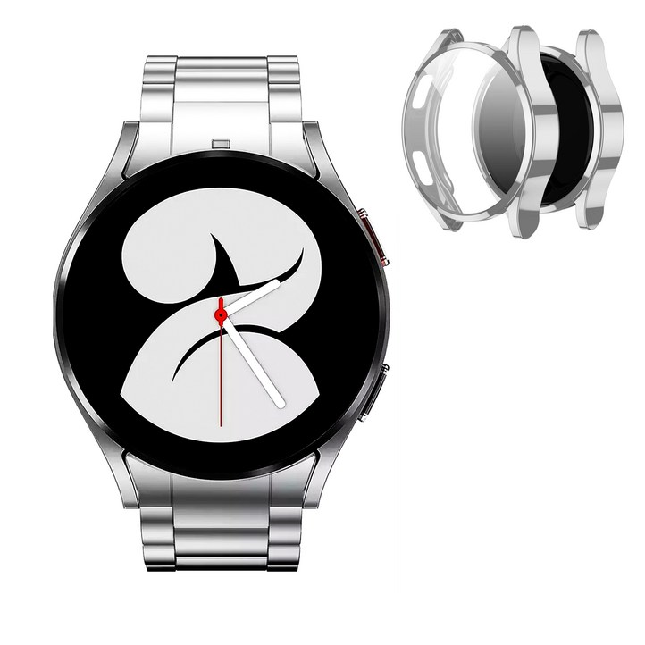 아이메이드잇 갤럭시워치 스탠다드 메탈 스트랩  유광 케이스 세트, 유광 실버, 1개