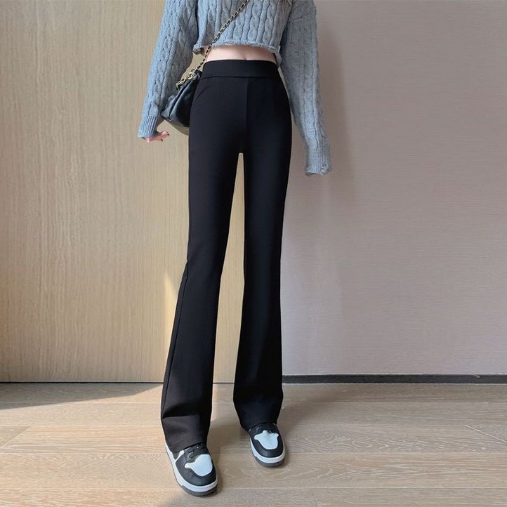 HA.M 여성용  스판 밴딩 팬츠 부츠컷 팬츠 슬림핏 바지 빅사이즈