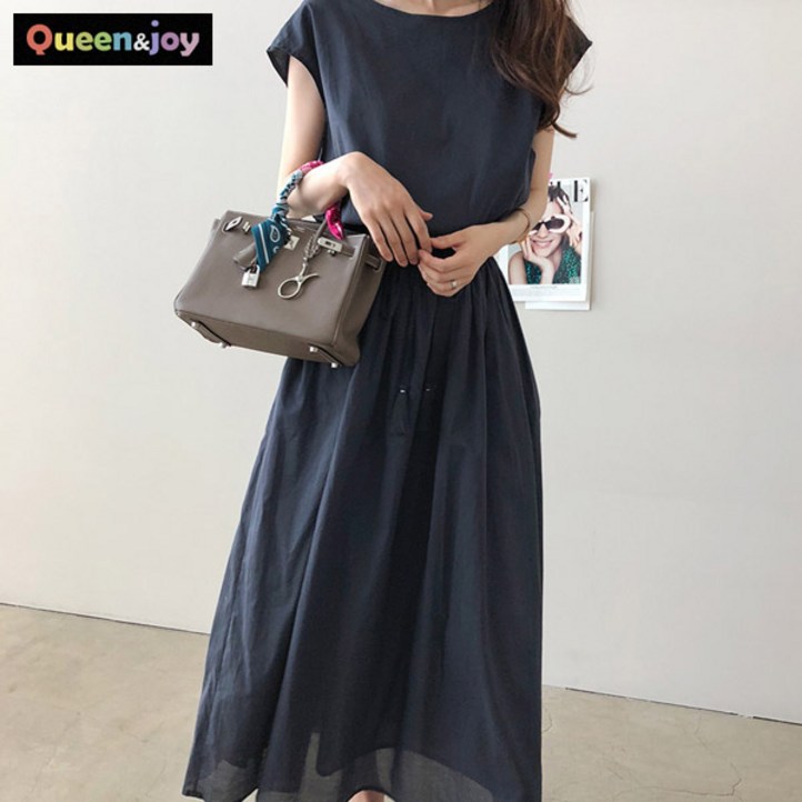 퀸앤조이 밴딩 반팔 롱 원피스 퀸앤조이 밴딩 반팔 롱 원피스