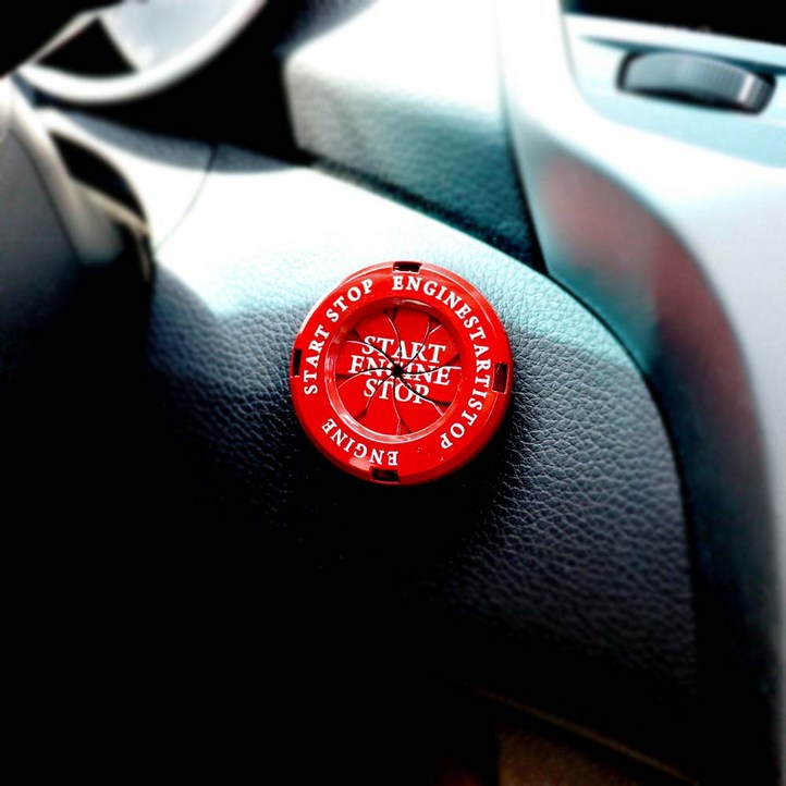 와이앤유 회전식 스타트 버튼 이니셜 커버 자동차 실내 드레스업 익스테리어 몰딩 차량용품, 그레이