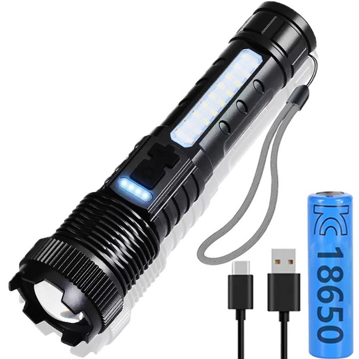 Ramswan 초강력 led 손전등 c타입 충전식 후레쉬 휴대용 LED 줌 라이트