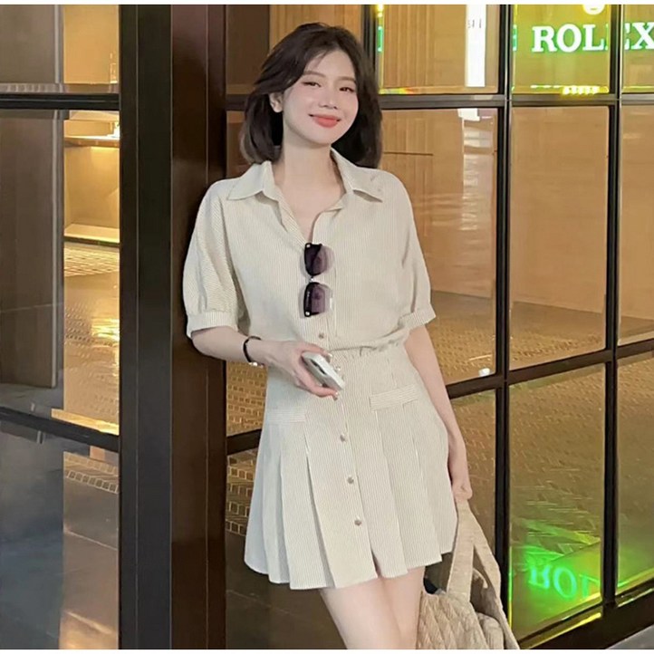 치즈치즈 프라하 파오차이 스트라이프 셔츠 원피스 봄여름 슬림핏 원피스 치즈치즈 프라하 파오차이 스트라이프 셔츠 원피스 봄여름 슬림핏 원피스
