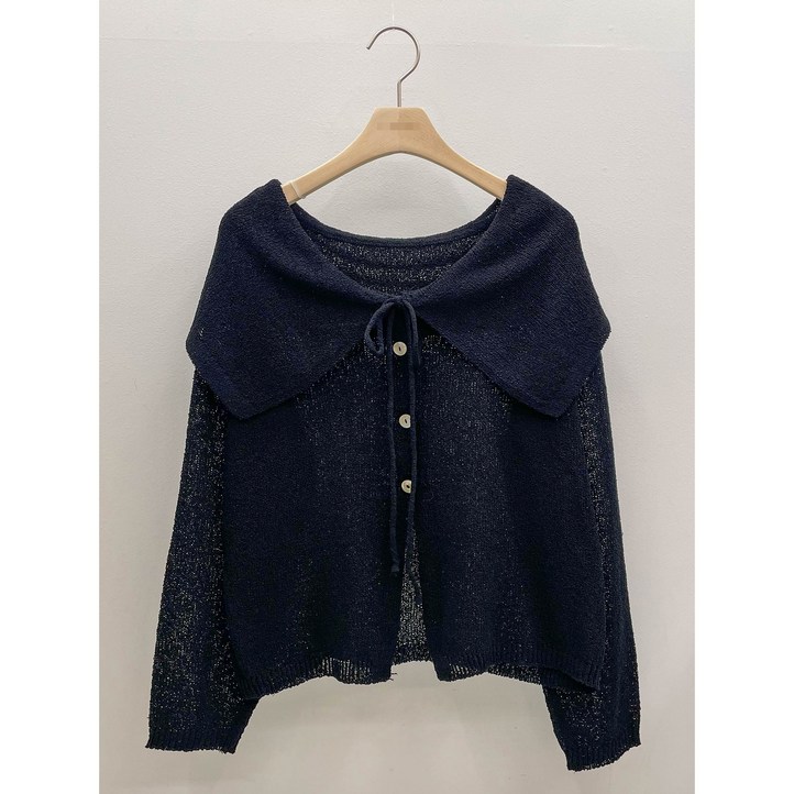 파운드파운드 여성용 빅카라 포인트 부클 간절기 여름 큐티 가디건 4colors