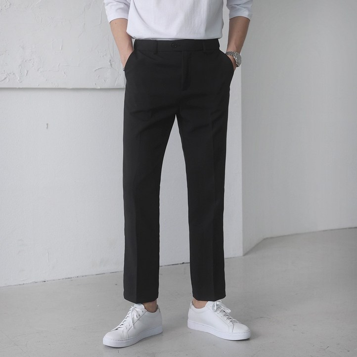 베이직바이블 남자 시크릿 히든밴딩 스판 슬랙스 10부 빅사이즈 링클프리 구김방지 남성 팬츠 바지4color