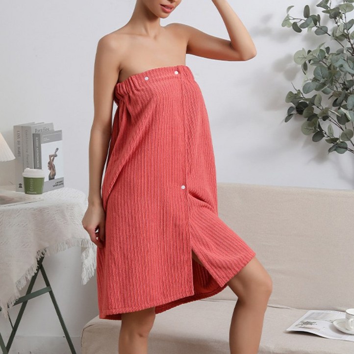 살림민족 여성용 목욕 샤워가운 홈웨어 골프 가운, 1개, 레드샤워