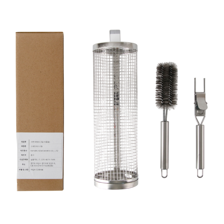 스테인레스 바베큐그릴 손잡이 석쇠 청소솔포함, 1개