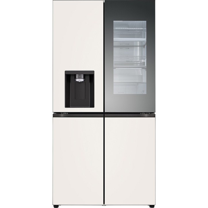 [색상선택형] LG전자 오브제 디오스 노크온 매직스페이스 얼음 정수기 냉장고 글라스 820L 방문설치