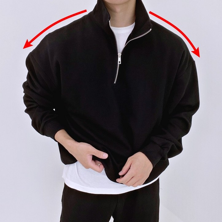 위드제스트 탄탄 하프집업 반집업 무지 맨투맨 M4XL 5컬러