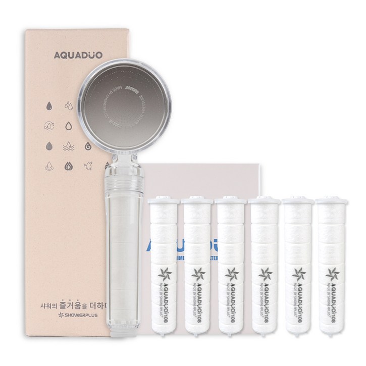 아쿠아듀오 SF580 필터샤워기 헤드  세디먼트 리필 6p 세트, 1개, 클리어