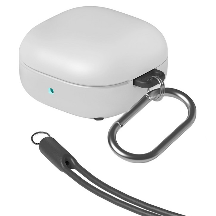 케이맥스 페블 케이스+ 카라비너 + 실리콘 목걸이줄 세트, 갤럭시 버즈2프로, 버즈2, 버즈프로, 버즈라이브, 크림, 1개