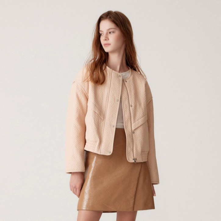 여성용 엠보패턴 긴팔 캐주얼 점퍼 I2