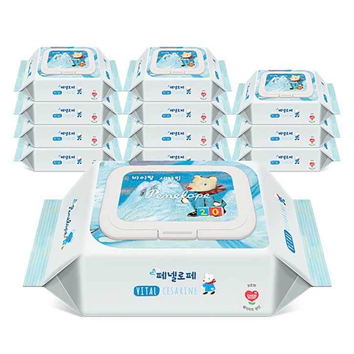 페넬로페 바이탈 플러스 세자린 저자극 아기물티슈 휴대용 캡형