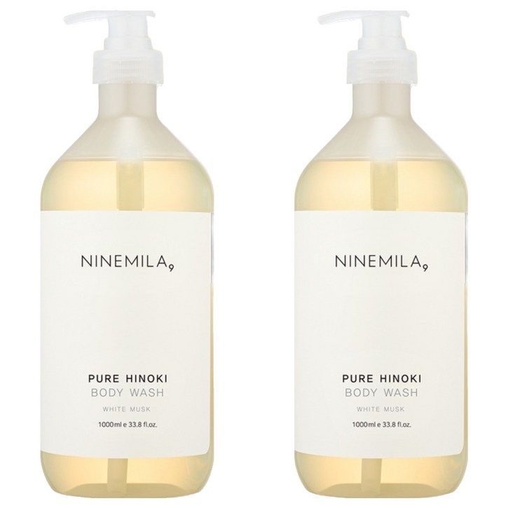 나인밀라 퓨어 히노끼 바디워시 화이트 머스크향, 1L, 2개