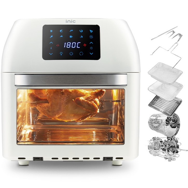 아이닉 대용량 에어프라이어 16L  7종 조리도구, AO16LS, 크림화이트