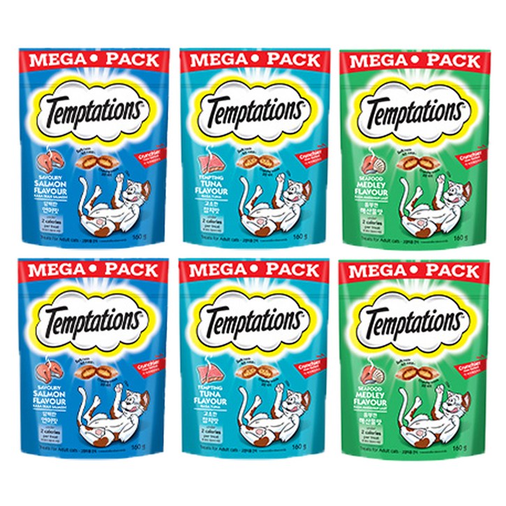 템테이션 고양이 워너비 간식 3종 세트, 담백한 연어맛, 고소한 참치맛, 풍부한 해산물맛, 160g, 2세트