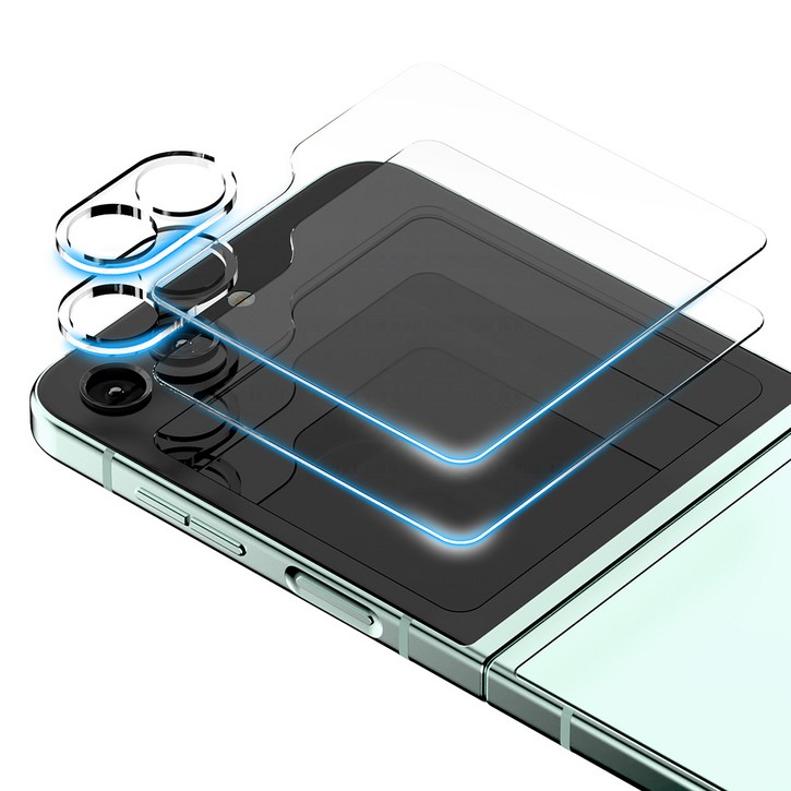 구스페리 빛번짐 방지 에어가드 풀커버 카메라 렌즈 + 후면보호 강화유리 휴대폰 액정보호필름 2p 세트, 1세트