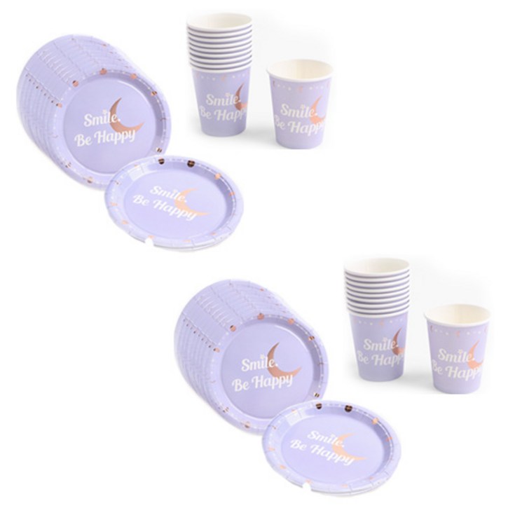 파티해 감성 파티접시 18cm 20p  파티컵 20p 세트 스마일해피, 1세트