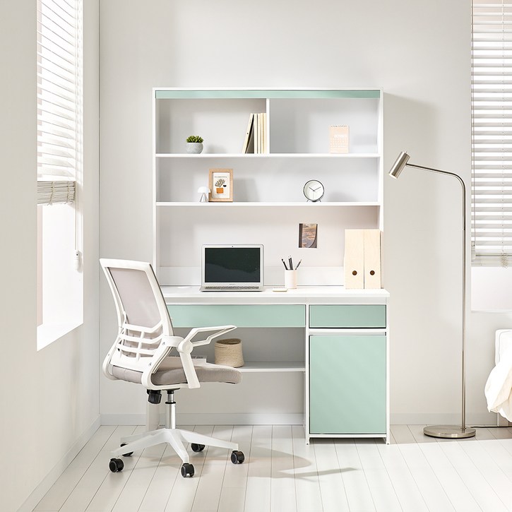 가구의정석 리파 1200 도어형 책상 책꽂이 세트 방문설치, 민트