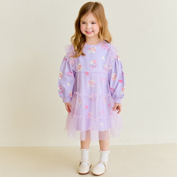 헤이미니 여아용 러블리 체리 버니 프릴 샤원피스