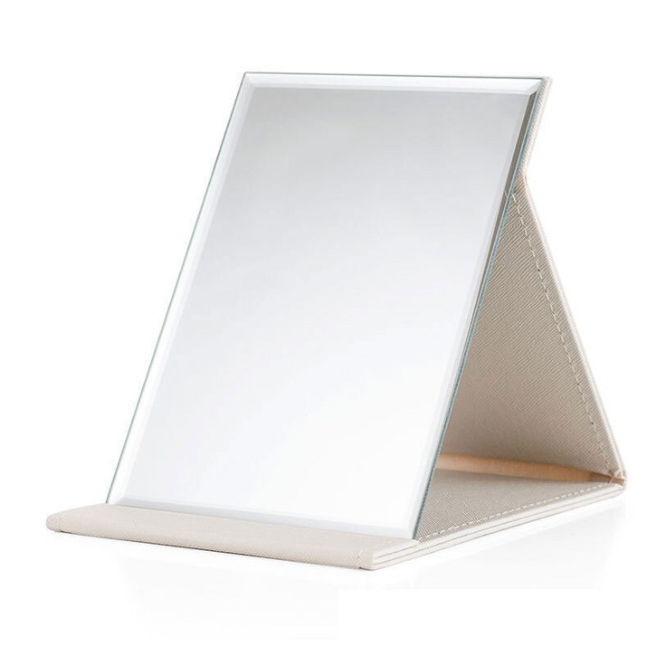 무다스 PU 커버 접이식 휴대용 탁상 거울 소형, 화이트 10