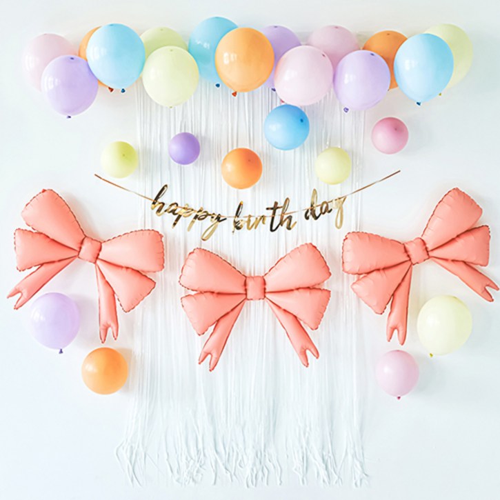 파티해 생일파티 풍선 세트 B, 01 마카롱 리본 핑크, 1세트