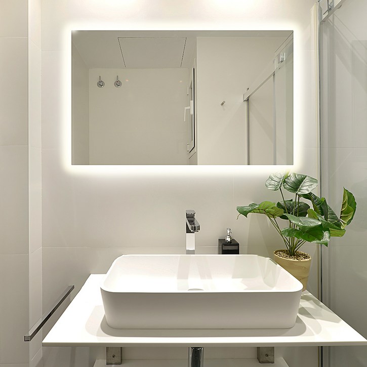 사각 간접 조명 욕실거울