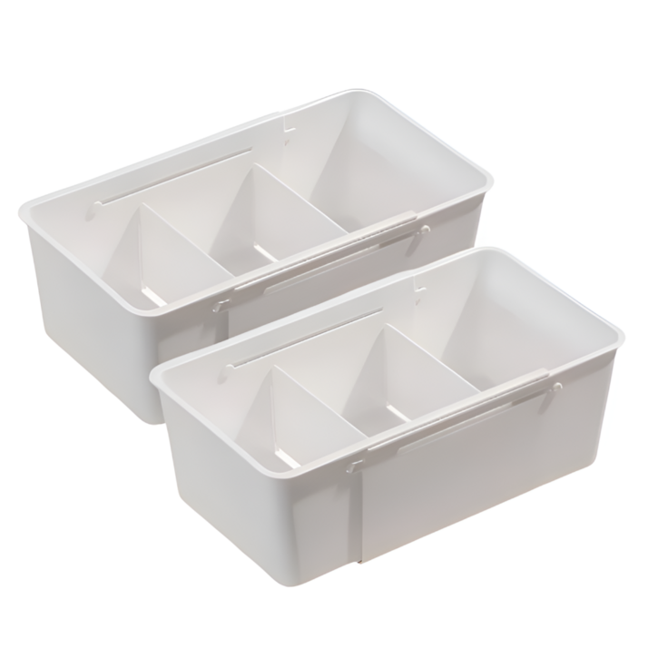 윈드클라우드 길이조절 탈부착 칸막이 다용도 수납 정리함, 2개, 퓨어화이트L