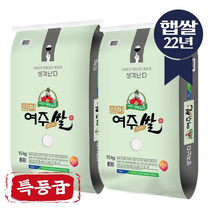 [22년 햅쌀] 대왕님표 여주쌀 20kg (10kg+10kg) 영호진미 특등급 - 투데이밈