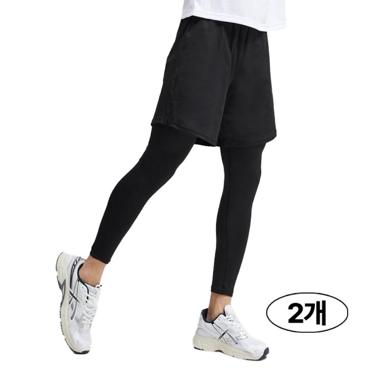 버닝몬스터 1+1 기능성 발열 남자 기모 반바지 레깅스 일체형