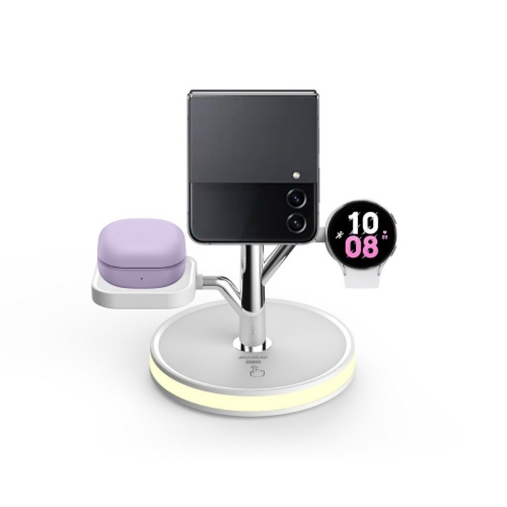 맥세이프링 증정 아이폰 갤럭시 맥세이프 3in1 무선충전기 애플워치 갤럭시워치 에어팟 갤럭시버즈 충전기, 삼성_TRI-10_화이트, 1개