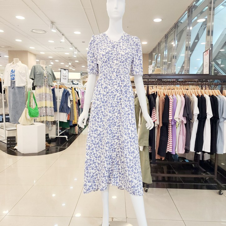 숲 SOUP 배가 편한 꽃무늬 쉬폰 롱 원피스 화이트 OB4OPT9