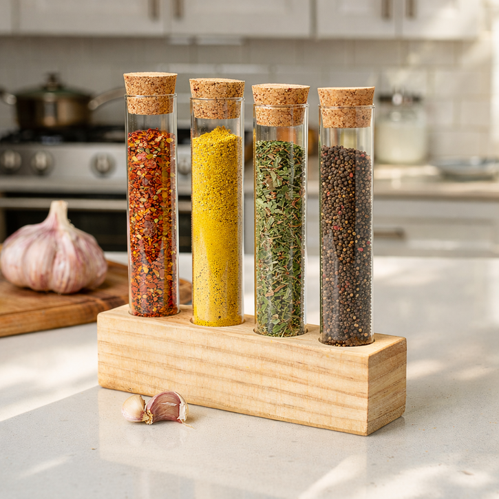 플라잉타이거 코펜하겐 유리 양념통 세트 거치대 포함 조미료 투명 보관통 밀폐 소금 설탕 유로커머스 원목뚜껑 유리병 코르크