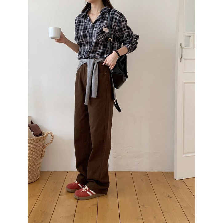 롱숏버젼SXL여성 베이직 롱 와이드 팬츠 빅사이즈 면팬츠