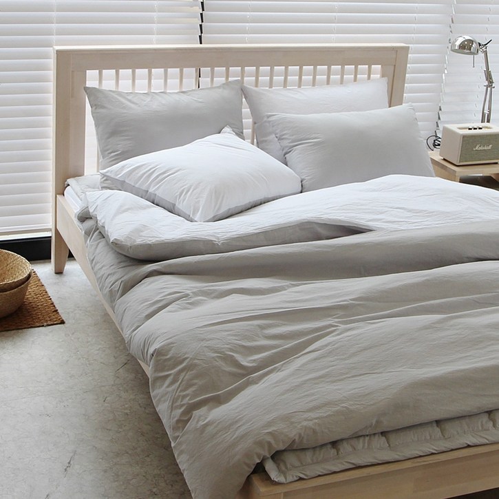 이브수 호텔 고밀도 순면60수 이불커버 SS D Q K, 믹스그레이