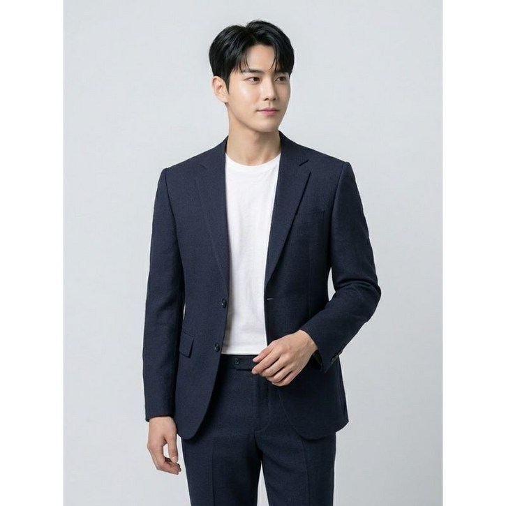 BY파크랜드 네이비 혼방 스트레치 수트셋업A5SS2310415A A5PS2310381A