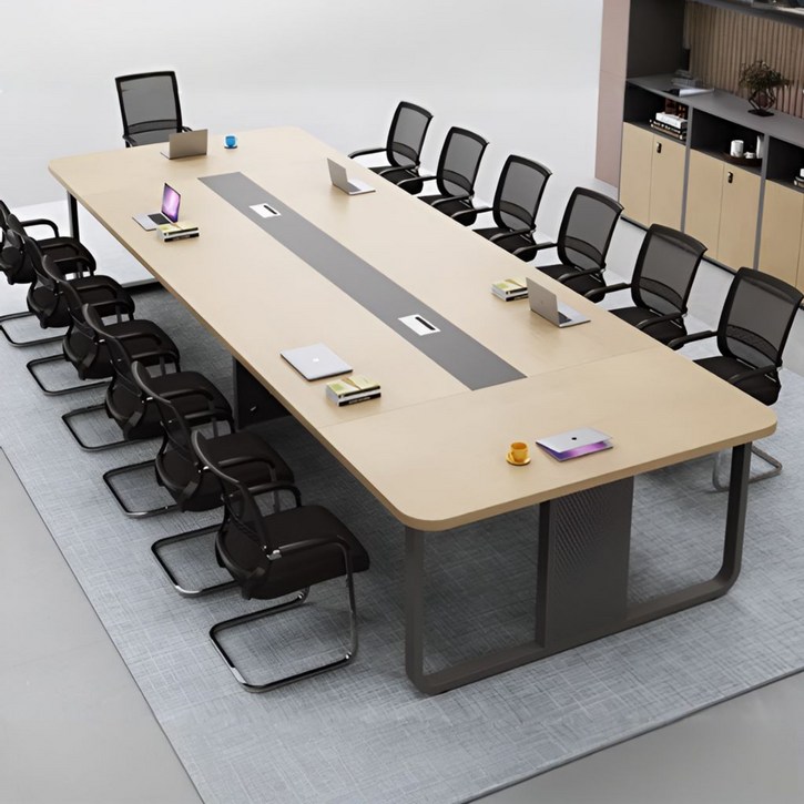 DESKFLOW 대형 회의 회의용 테이블 사무용 책상, 라이트월넛