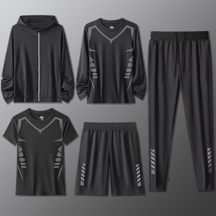 클라우드벨 남성 드라이핏 소재 달리기 헬스 라이딩 트레이닝 기능성 운동복 5종세트