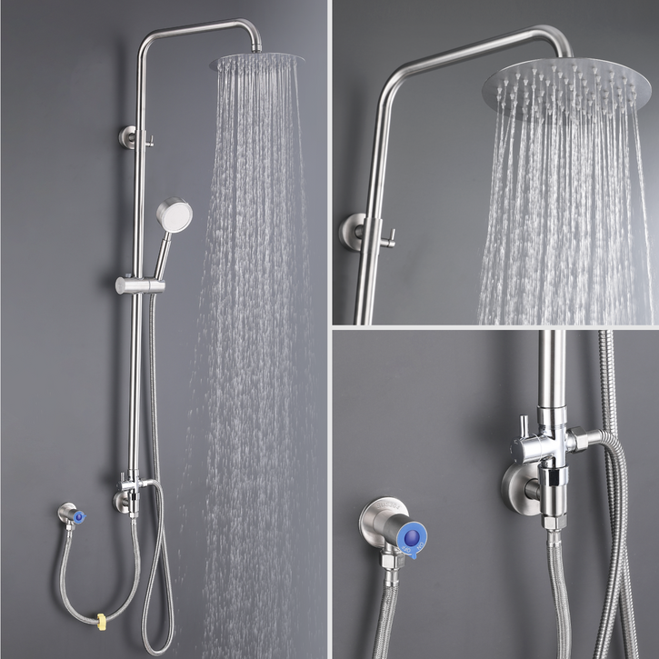 준앤코 스테인리스 분리형 해바라기 샤워바 수전미포함 샤워봉세트 샤워부스