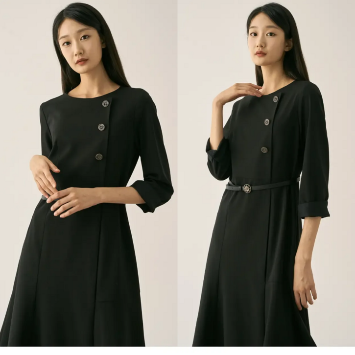 지센 여성 이월상품 부산점 A라인 벨티드 원피스 LFOPN901 1컬러