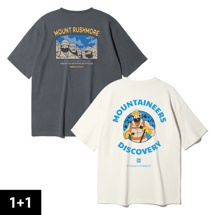 2PACK 앨빈클로 마운틴 클라이머 러쉬모어 오버핏 반팔티 2종 패키지 2PACK 앨빈클로 마운틴 클라이머 러쉬모어 오버핏 반팔티 2종 패키지